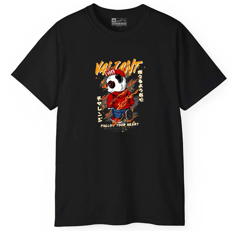 تی شرت آستین کوتاه مردانه پاد آفرین مدل اسپرت طرح پاندا متن دار کد 0813