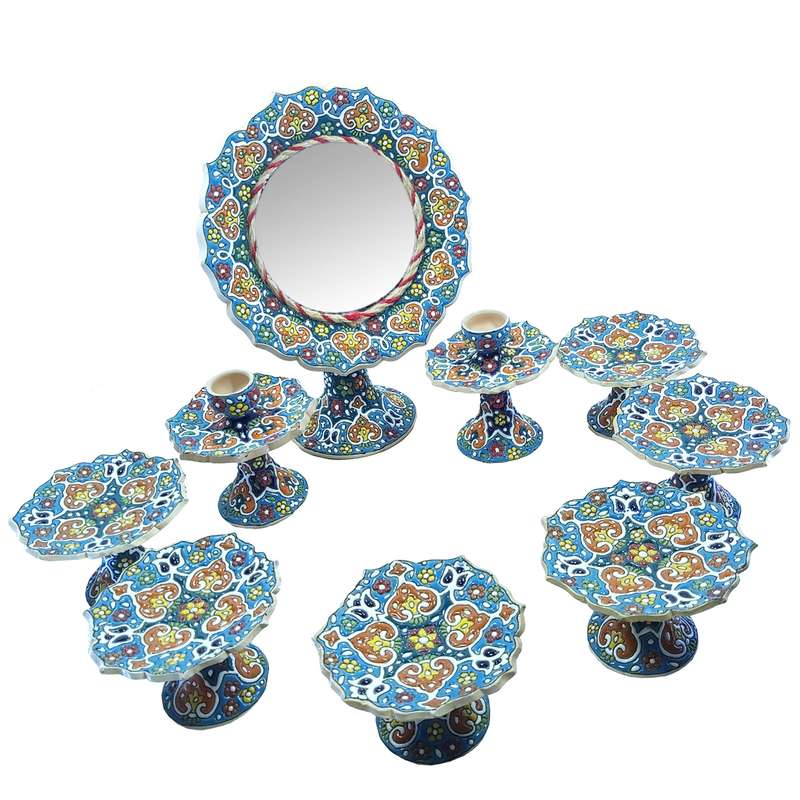  مجموعه ظروف هفت سین 9 پارچه مدل میناکاری کد HSSM06