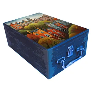  جعبه هدیه مدل چمدان چوبی طرح بهاری کد WS747