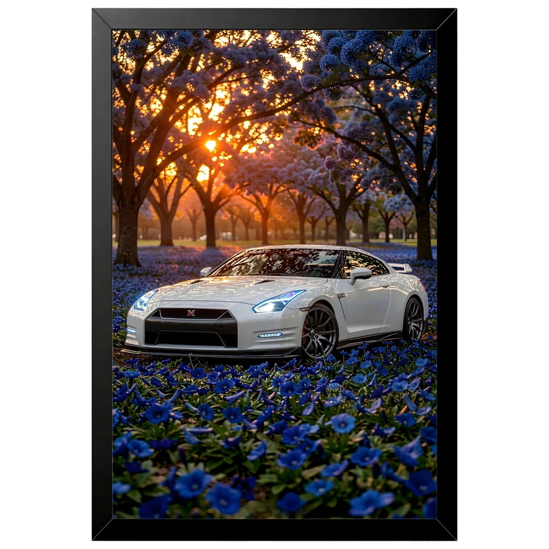 تابلو بکلیت طرح ماشین و خودرو نیسان NISSAN GT-R R35 مدل B-pe130160 فریم مشکی