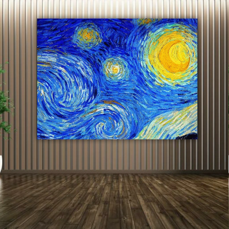 پوستر پارچه ای طرح شهر پرستاره ون گوگ کد 1485
