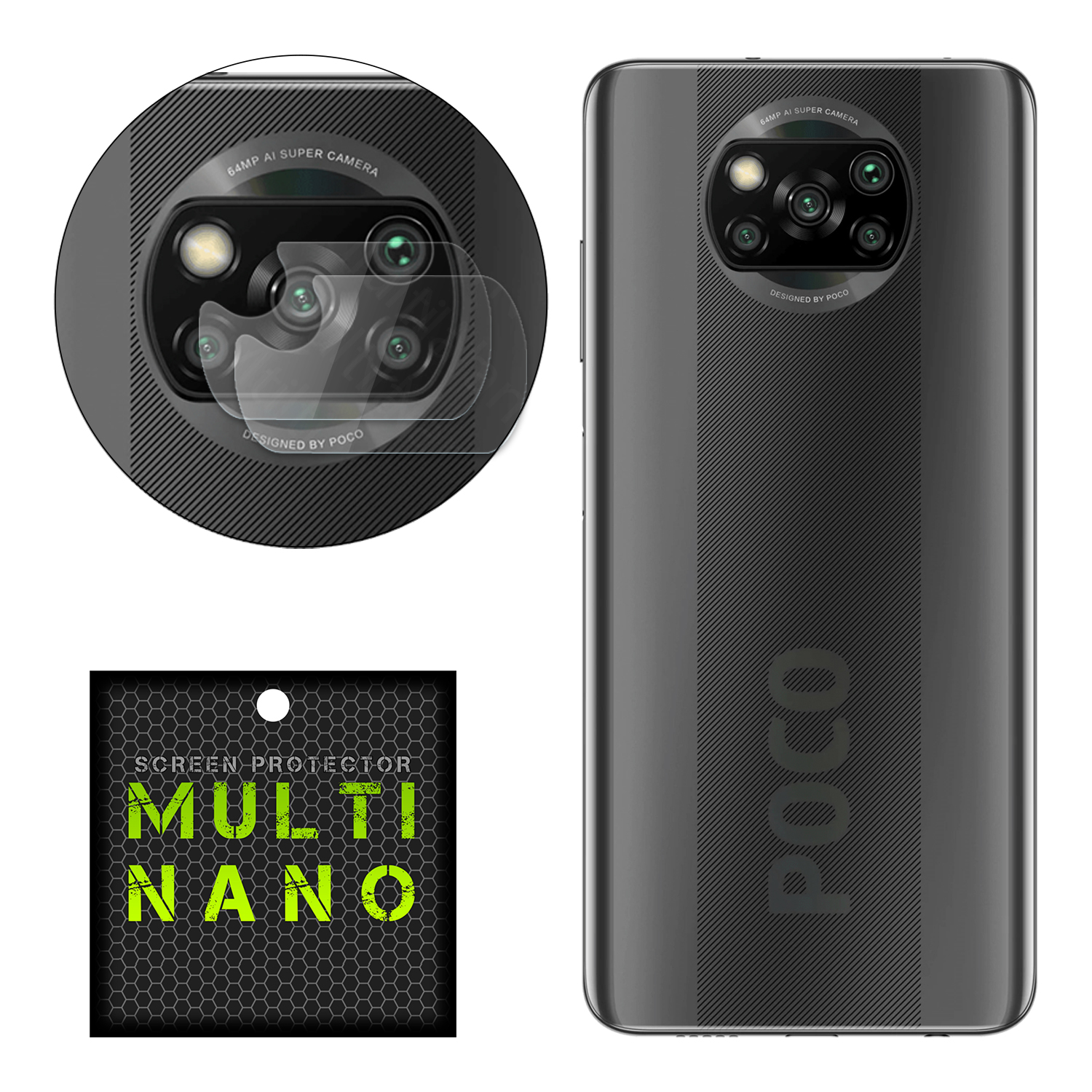 محافظ لنز دوربین مولتی نانو مدل Plus مناسب برای گوشی موبایل شیائومی Poco X3 بسته دو عددی