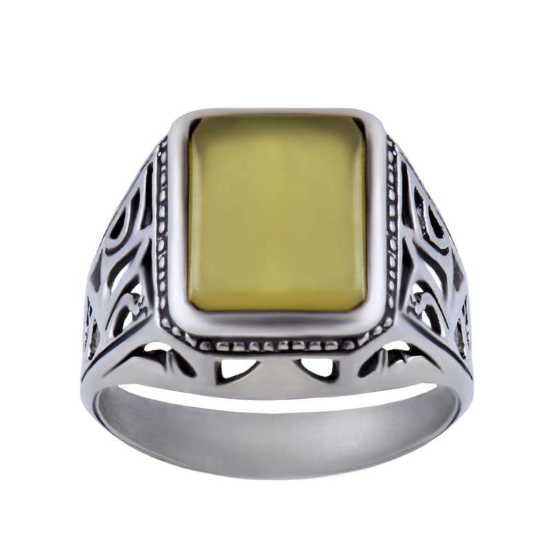 انگشتر نقره مردانه مدل عقیق شرف الشمس رکاب سیلندری کد AM_021