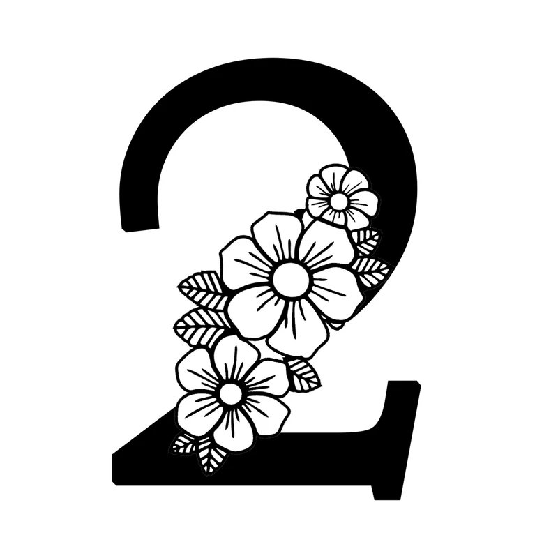 استیکر مدل استیکرچوبی مدل اعداد انگلیسی طرح گل دار کد AD-GOL-2