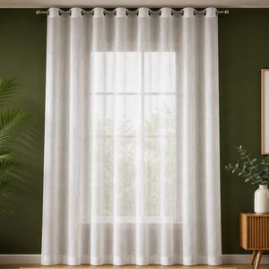 پرده پانچ تیکو دکو مدل کتان شفاف افکت دار سایز 280×300 سانتی‌متر