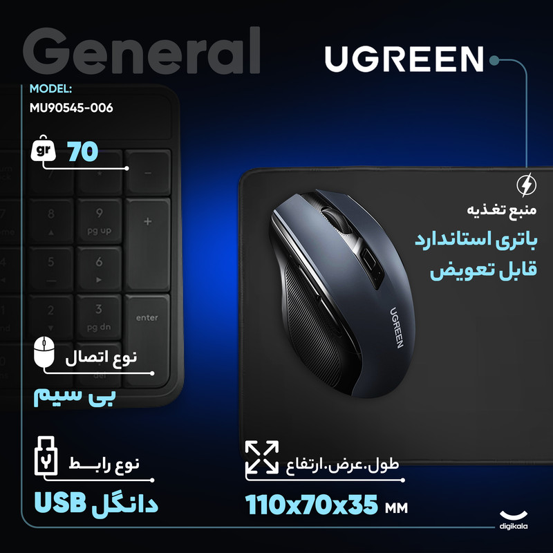 ماوس بی سیم یوگرین مدل MU006-90545