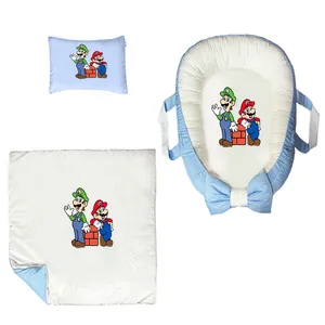 سرویس خواب سه تکه نوزاد ناریکو مدل گارد محافظ دار طرح کارتونی برادران سوپرماریمو کد 0622