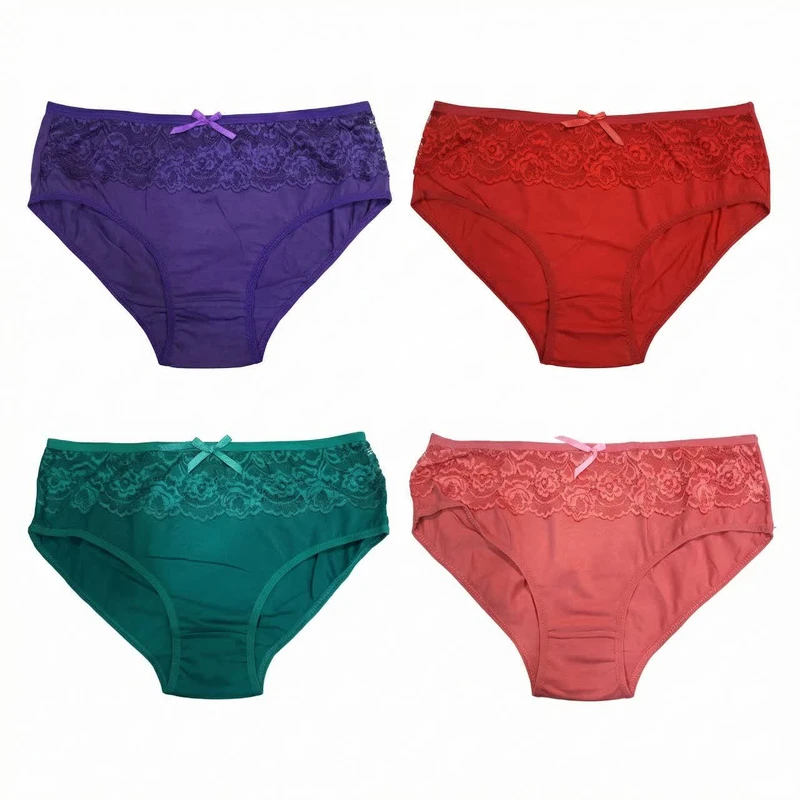 شورت زنانه مدل نخ پنبه L5523 بسته 4 عددی