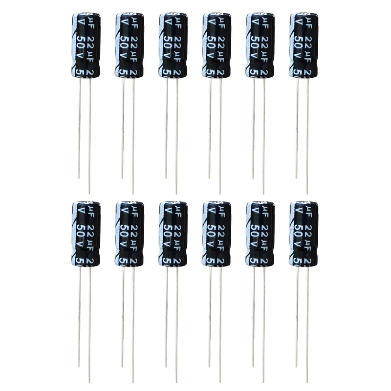 خازن الکترولیت 22 میکروفاراد 50 ولت تاپمی مدل TEC-2250 بسته 12عددی 