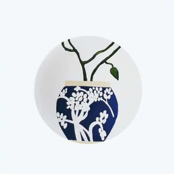 بشقاب دیوارکوب سفالی طرح گلدان گل مجموعه 7عددی