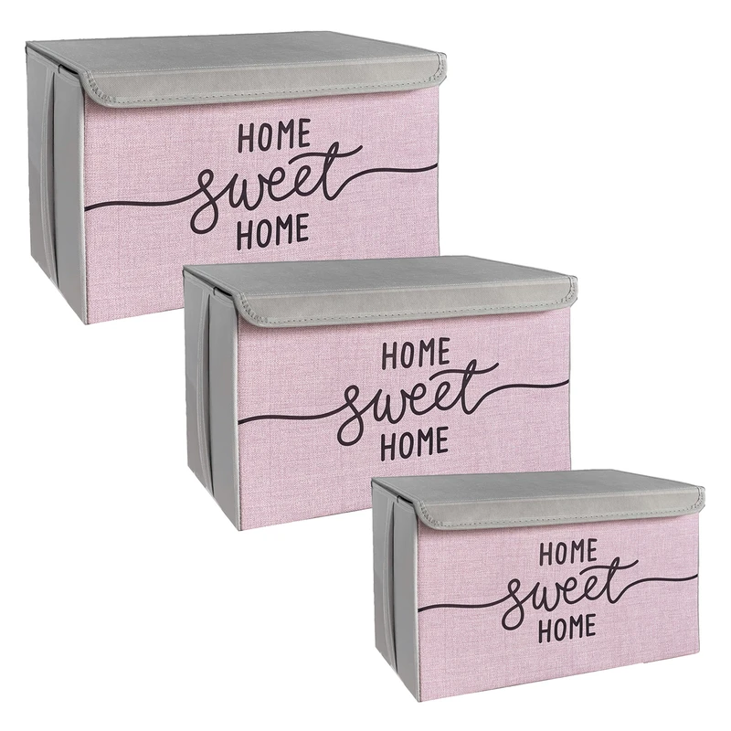 باکس لباس طرح لینن HOME SWEET HOME کد S123 مجموعه 3 عددی