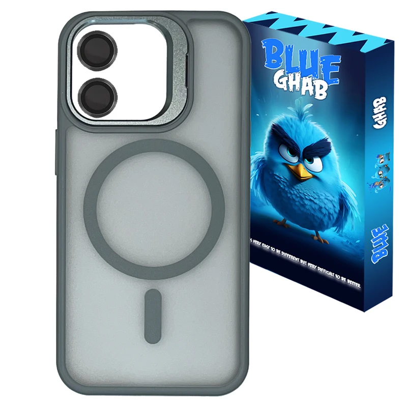 کاور بلو قاب مدل مگ سیف استندی کد 023 مناسب برای گوشی موبایل اپل iPhone 11 به همراه محافظ لنز