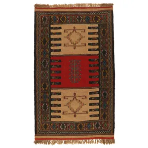 گلیم دستبافت دومتری طرح سفره کردی کد 1405157