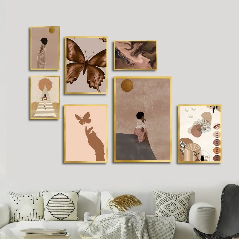 تابلو بکلیت طرح مدرن نقاشی مینیمال مدل T-2793 مجموعه 7 عددی