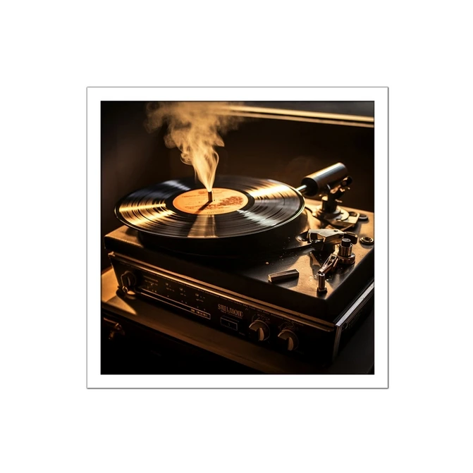 تابلو نوری بکلیت طرح هنر موسیقی و دیسک گرامافون مدل W-MID-18665