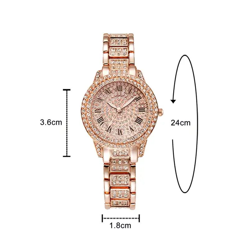 ساعت مچی عقربه ای زنانه مدل نگین دار دستبندی کد 1