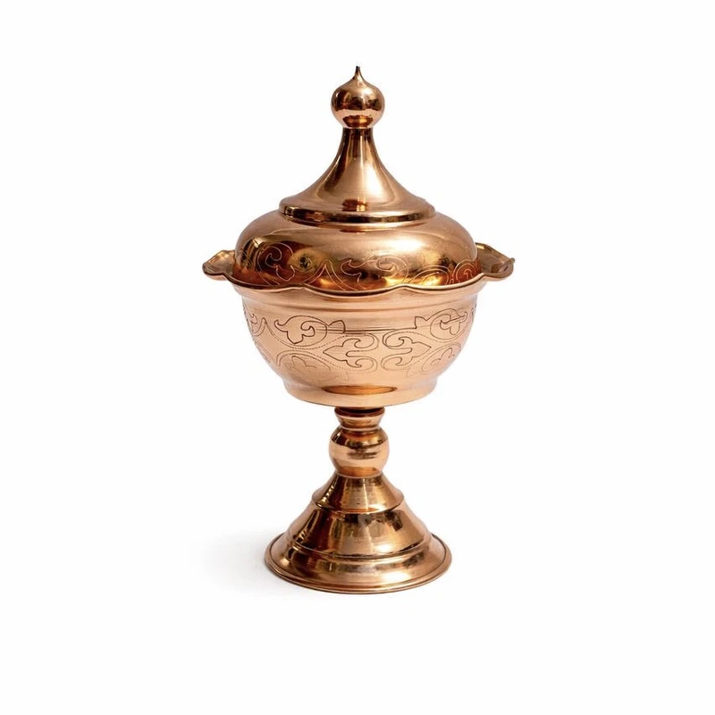 قندان مسی مدل اسلیمی پایه دار