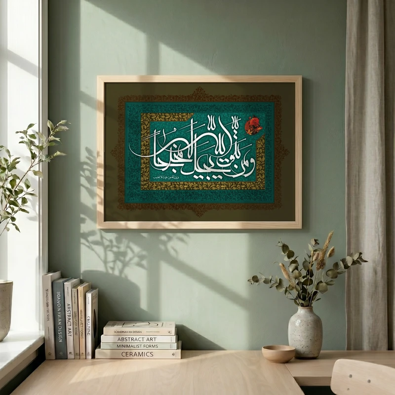 تابلو طرح قرآنی و من یتق الله یجعل له مخرجا مدل G14679 فریم کرم روشن