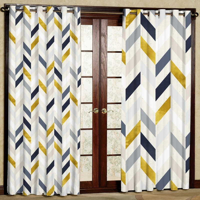  پرده بارمان دکور طرح زیگزاگ مدل هازان پانچی کد 24-4823 W سایز 140x280 سانتی متر
