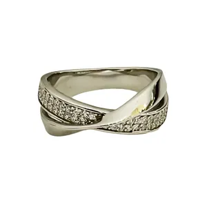 انگشتر نقره زنانه مدل جواهری با نگین اتریشی طلا سفید