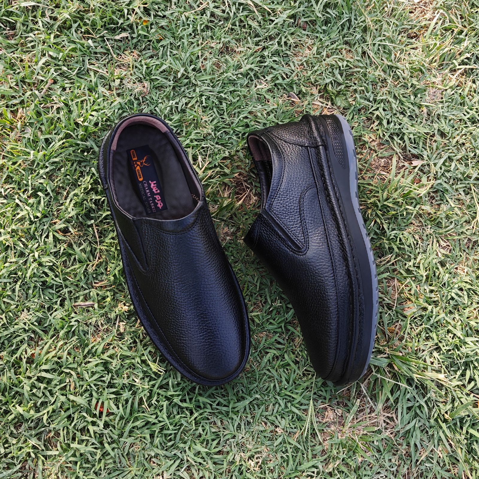 کفش طبی مردانه چرم تبریز مدل مطمئن رنگ مشکی  -  - 8