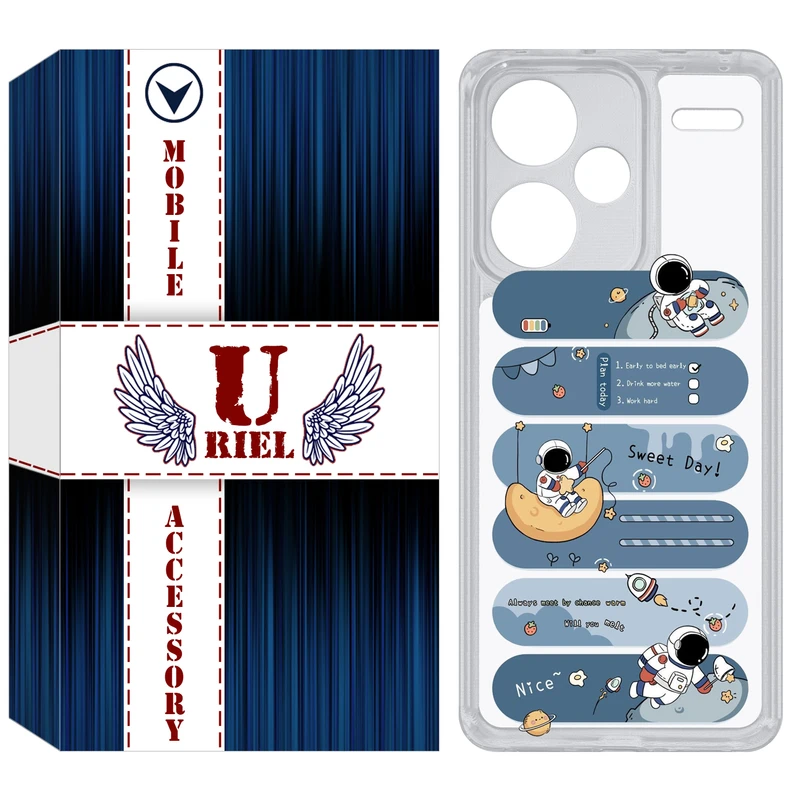 کاور یوریل مدل Clear کد 18 طرح فضانورد مناسب برای گوشی موبایل شیائومی Redmi Note 13 Pro Plus