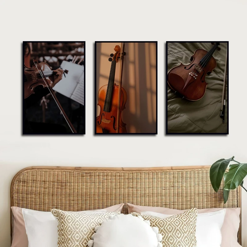 تابلو بکلیت طرح موسیقی و ساز ویولن مدل B-2983 مجموعه 3 عددی