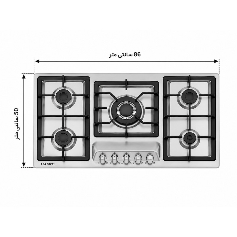 گاز صفحه‌ای پنج شعله اسا استیل مدل S1TS53