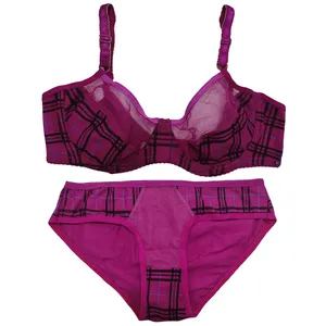 ست شورت و سوتین زنانه مدل چهارخانه رنگ بنفش