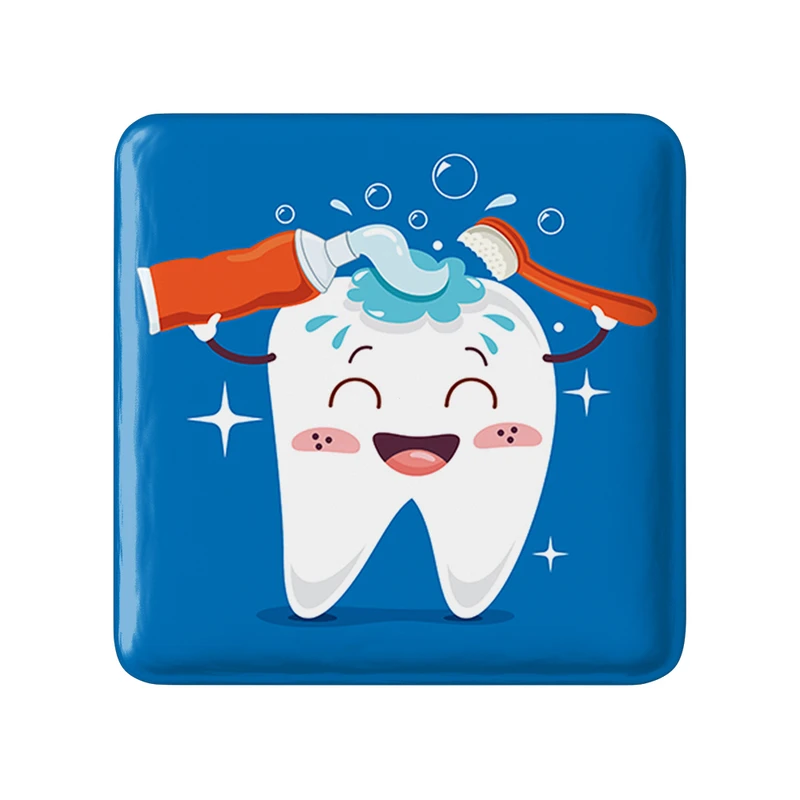 مگنت خندالو طرح دندان و دندان پزشکی کودکانه مدل مربعی کد 36749