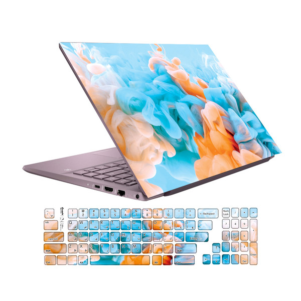  استیکر لپ تاپ گراسیپا طرح دود رنگی مناسب برای لپ تاپ 15 اینچی به همراه برچسب حروف فارسی کیبورد
