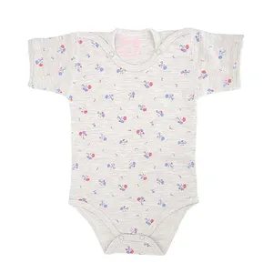 بادی آستین کوتاه نوزادی مدل گلدار کد go-02