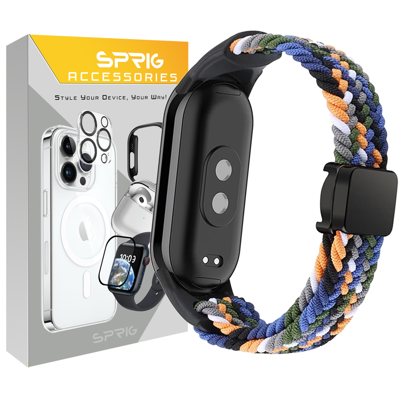 بند اسپریگ مدل magnetic braided مناسب برای ساعت هوشمند شیائومی mi band 8-9