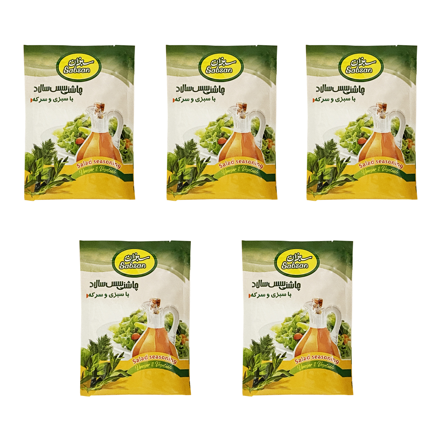 چاشنی سس سالاد سبزان - ۱۰ گرم بسته ۵ عددی