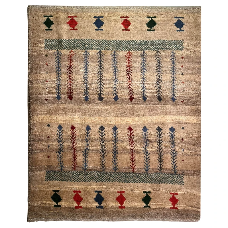 گبه دستبافت قشقایی سه متری زمینه کرم کد NKP.RJ147