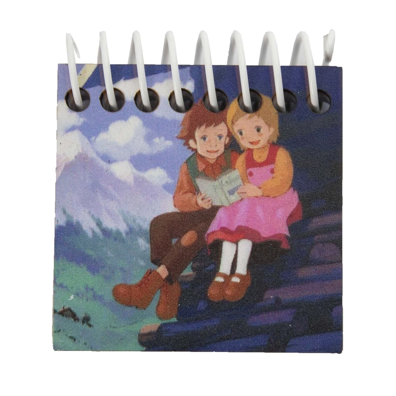 دفترچه یادداشت 50 برگ وصله مدل مینیاتوری طرح بچه های کوه آلپ کد 017