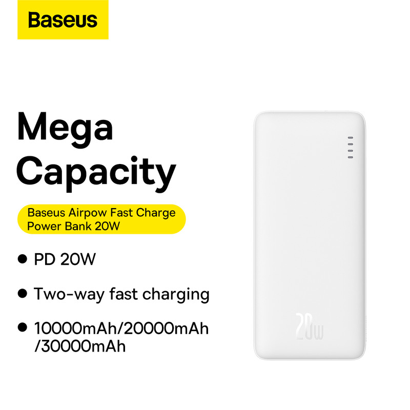 پاوربانک بیسوس مدل Airpow 20W ظرفیت 30000 میلی آمپر ساعت