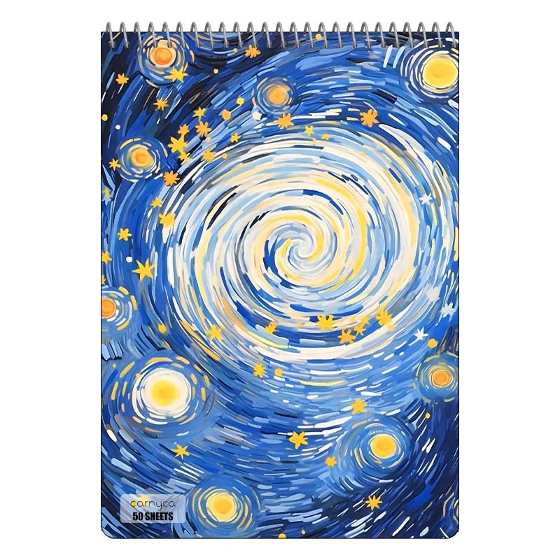 دفتر نقاشی 50 برگ سیمی کارنیکا طرح شب پرستاره فانتزی ون گوگ Fantasy Starry Night Van Gogh کد 41781