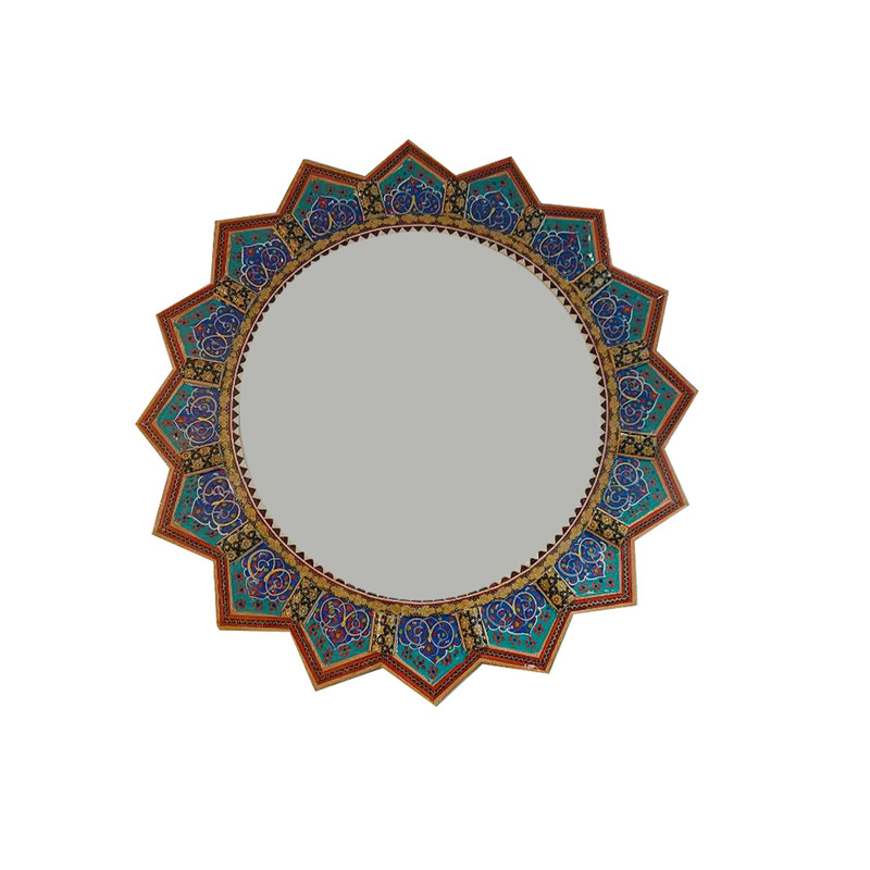 آینه خاتم کاری چوبی طرح تذهیب مدل خورشیدی کد 548