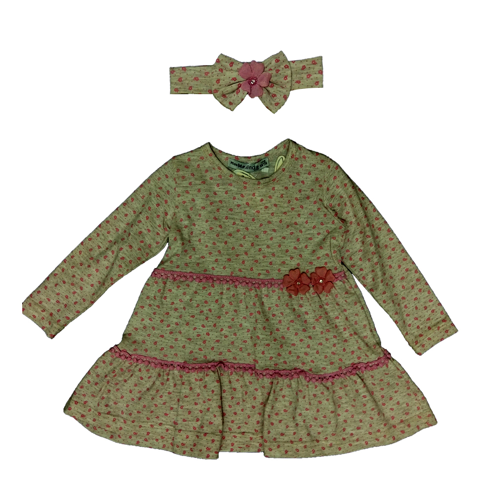 ست پیراهن و هدبند دخترانه طرح پاپیون