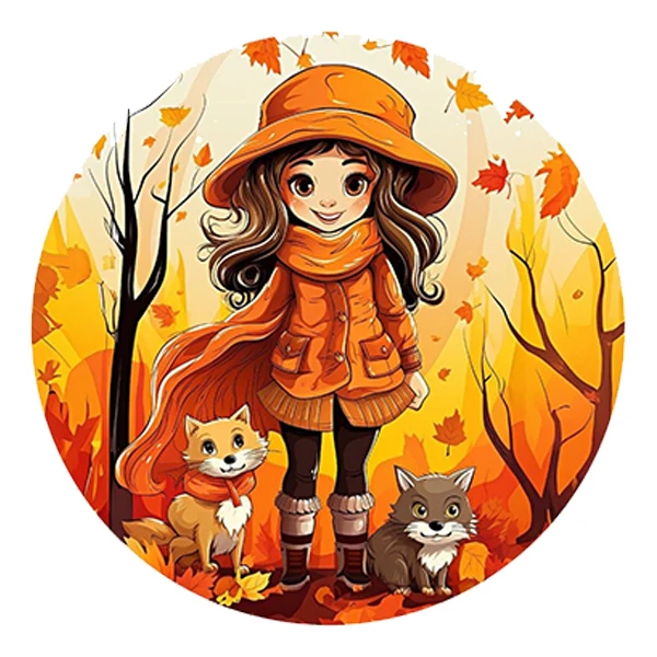   استیکر پارچه و لباس پاد آفرین طرح دختر و پاییز کد 5012