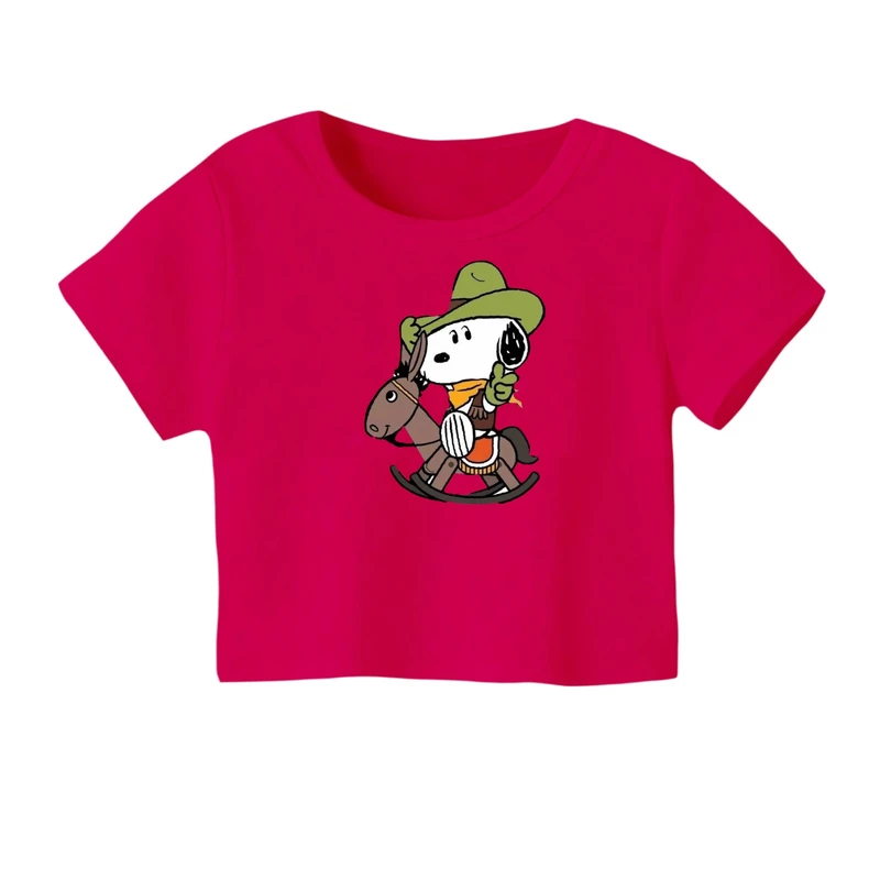 کراپ‌ تی‌شرت آستین کوتاه زنانه مدل اسنوپی کد ۶۳