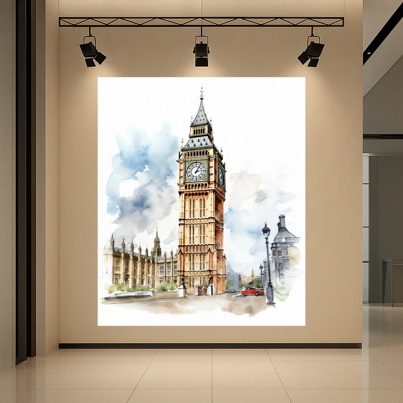 تابلو بوم طرح مخمل نقاشی مدل برج ساعت کد AR3060145