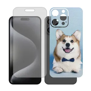 Glass Together model matte screen protector suitable for Apple iPhone 15 Pro Max mobile phone with cover sticker on the back of the phone