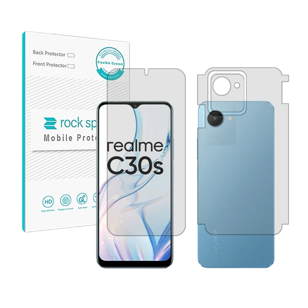 محافظ صفحه نمایش شفاف راک اسپیس مدل HyGEL مناسب برای گوشی موبایل ریلمی C30s به همراه محافظ پشت گوشی