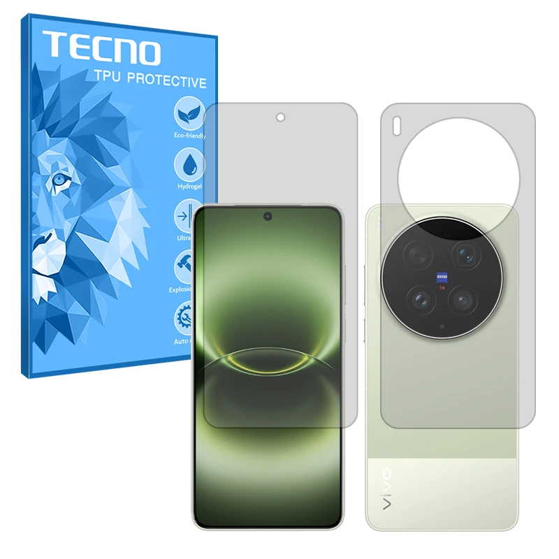 محافظ صفحه نمایش شفاف تکنو مدل هیدروژلی مناسب برای گوشی موبایل ویوو X300 Ultra به همراه محافظ پشت گوشی