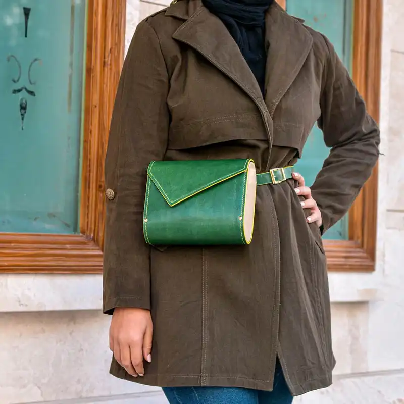 کیف رودوشی چرم و چوب مدل آلیو