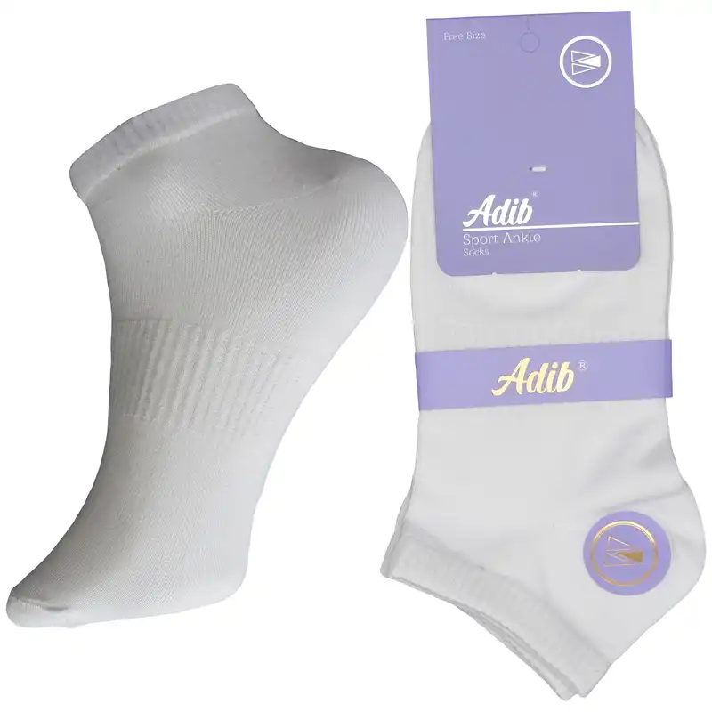 جوراب ورزشی ساق کوتاه زنانه ادیب کد SPTW رنگ سفید بسته 6 عددی