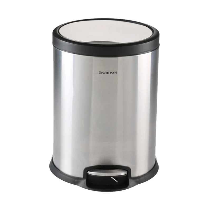 سطل زباله پدالی سام ست مدل V طرح استوانه ای کد 45136 ظرفیت 12 لیتری
