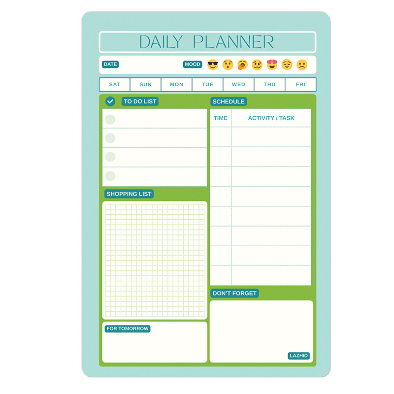 تخته وایت برد لاژید طرح پلنر روزانه سایز 20X30 سانتیمتر
